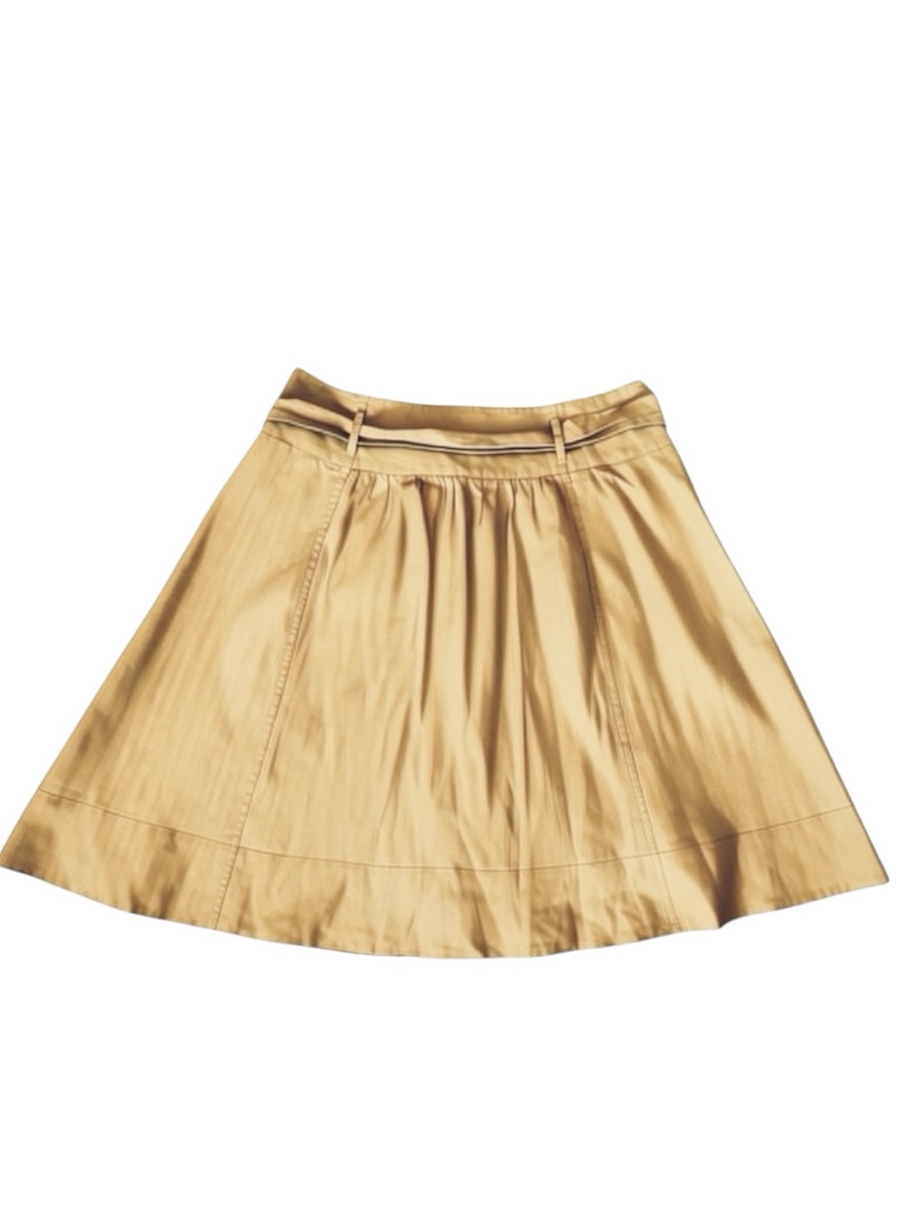 Vintage Jones NY Khaki Midi Skirt | Women’s 16 | Low-Rise Tie-Waist Full A-Line - Picture 4 of 8
